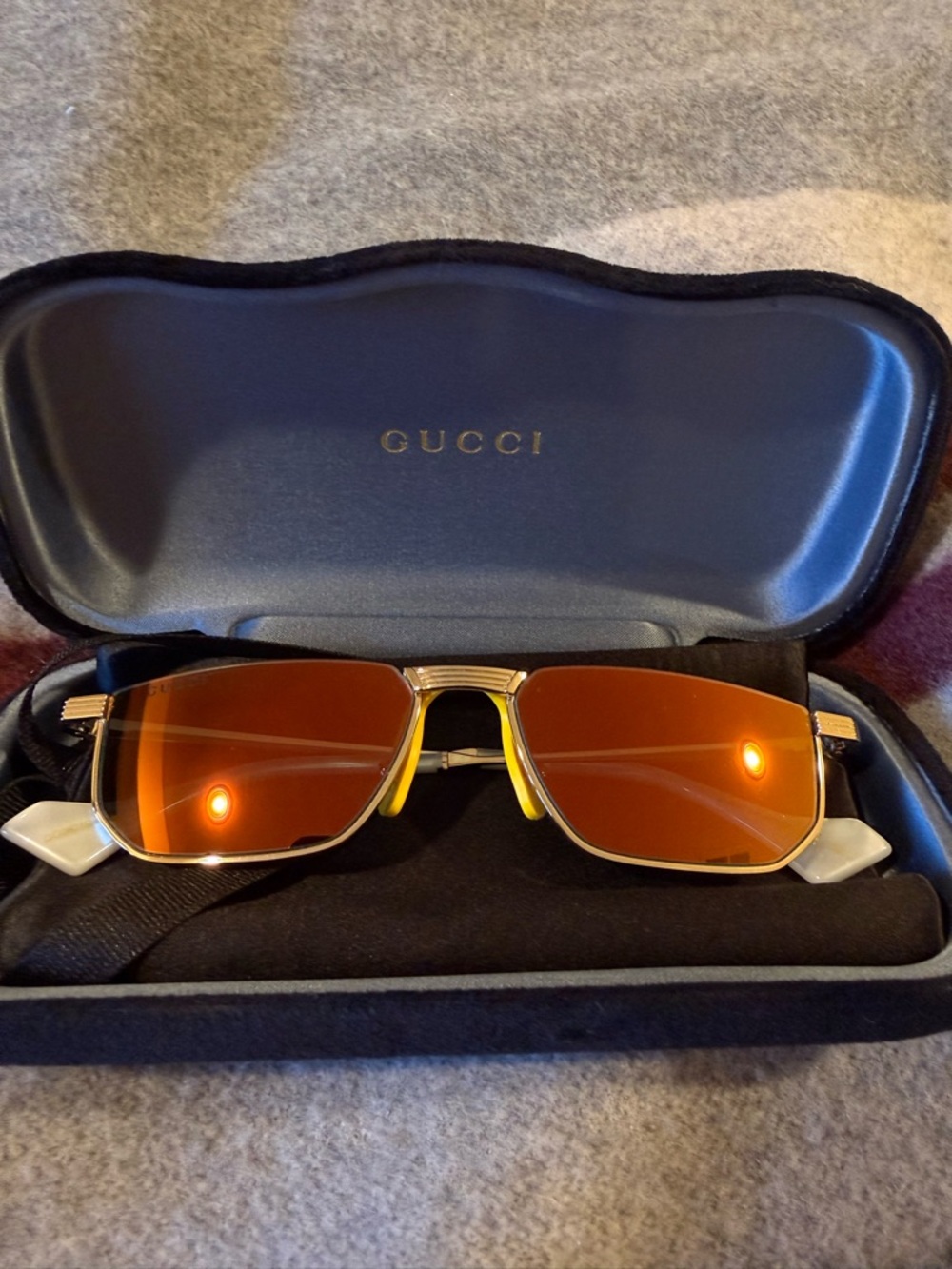 Gucci Gold Frame Sunglasses with Orange Lenses